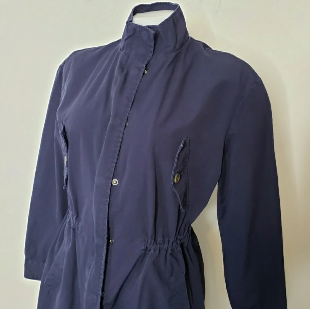 POPSUGAR Drop-Shoulder Anorak Jacket Navy blue drawstring waist - Picture 3 of 11